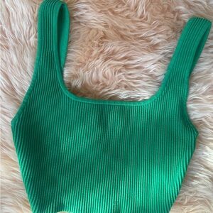 Babaton Vibrant Green Ribbed Tank Top
